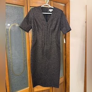 Calvin Klein Black/Brown Leopard Sheath Dress, BRAND NEW